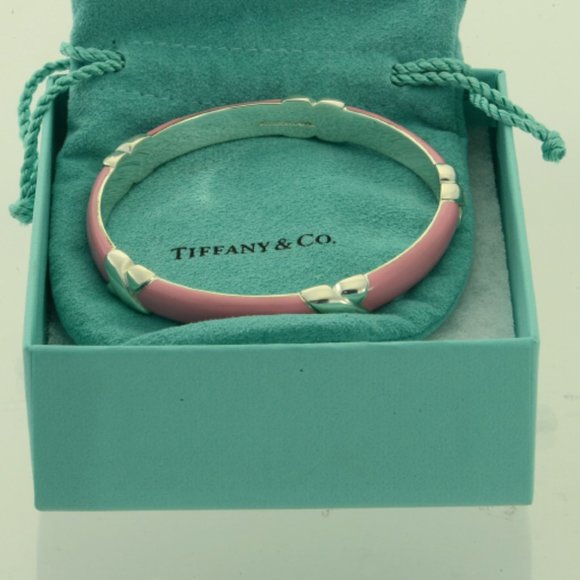 Tiffany & Co. Jewelry - TIFFANY & CO Pink Enamel Wide Med Bangle Bracelet